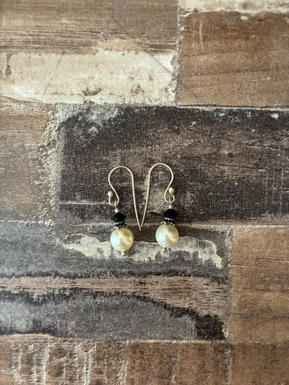 Black and white dangle earrings